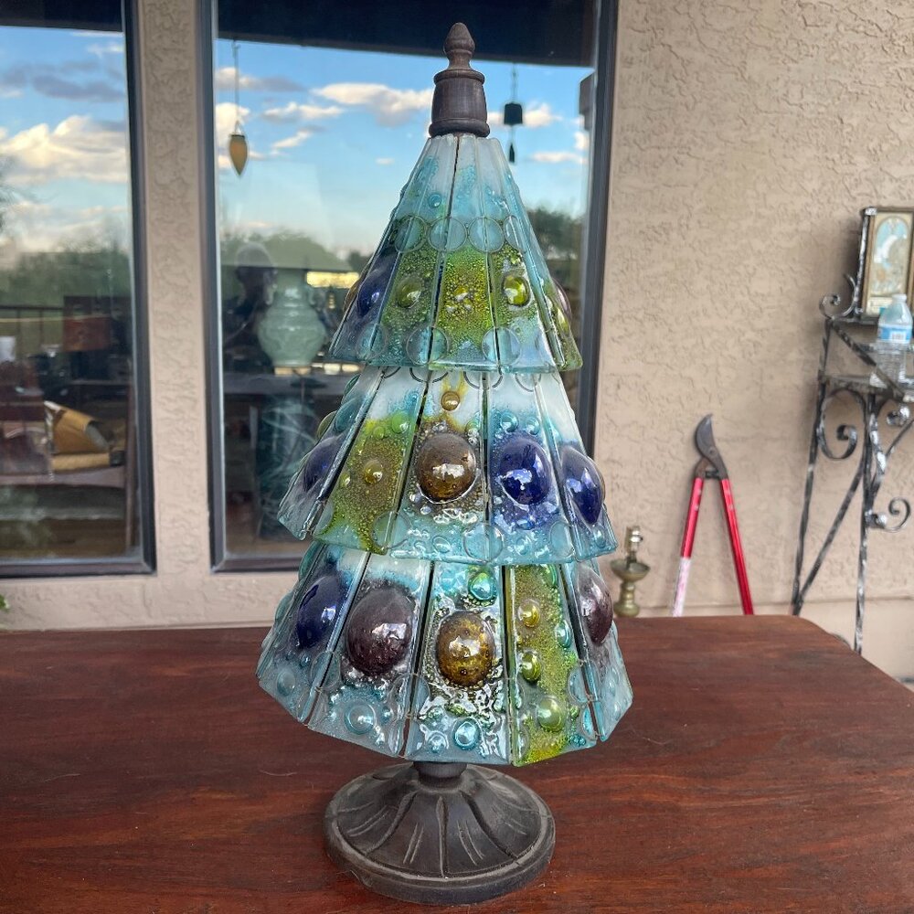 Brutalist Mid Century Felipe Derflingher Feders Stained Glass Christmas Tree
